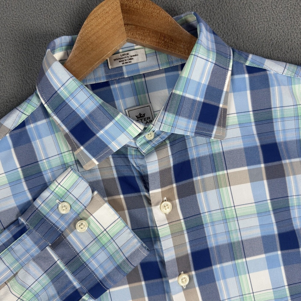 Peter Millar Shirt Large Blue Colorful Sport Performance Quiet Luxury Office